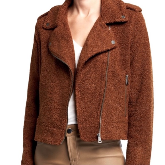 Max Studio Faux Shearling Zip Moto Jacket - Picture 1 of 12